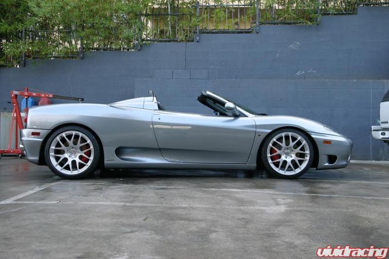 Ferrari 360 Spyder with 19x8.5” front and 20x11” rear M40’s in a brushed finish