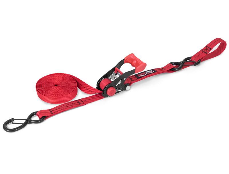 1 Inch x 10 Foot Ratchet Tie Down w/ Snap S Hooks and Soft Tie Red SpeedStrap - 11713