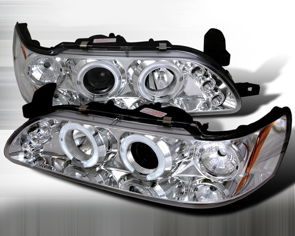 SpecD Chrome Halo LED Projector Headlights Toyota Corolla 93-97 - 2LHP-COR93-TM