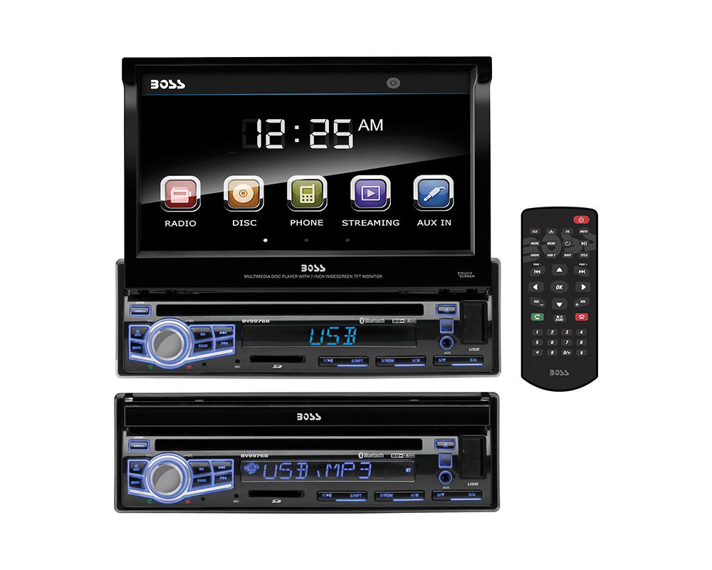 Boss Audio 7" Flip-Out Single Din Receiver With Bluetooth DVD|CD USB|SD Front Aux Input - BV9976B