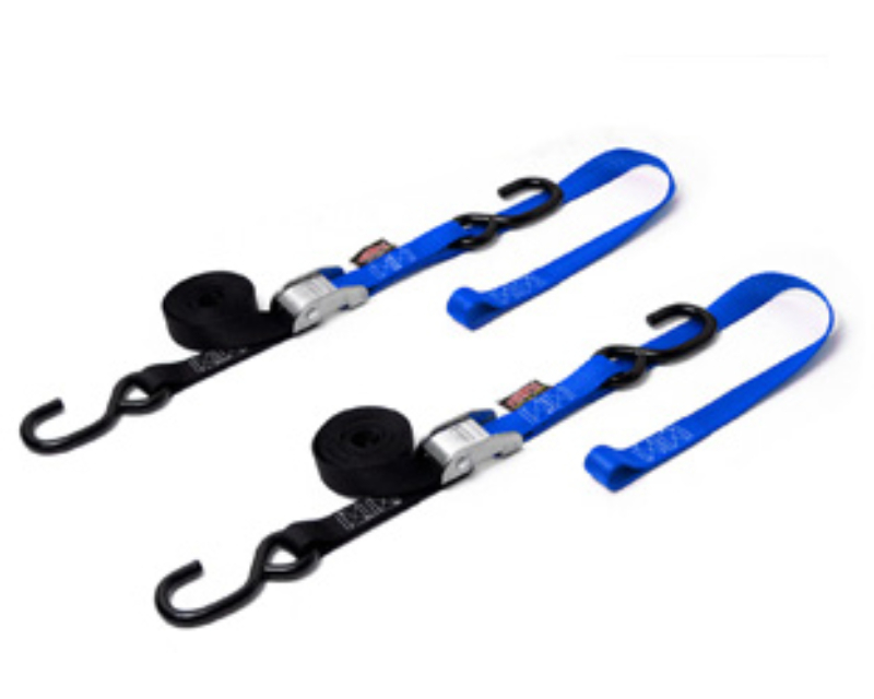 Powertye Tie-Down Cam S-Hook Soft-Tye 1"X6' Black/Blue Pair - 23623LOGO