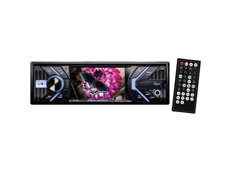 Power Acoustik 3.4" Single Din Detachable DVD Receiver with Bluetooth, USB/SD Inputs and Remote - PD-348B