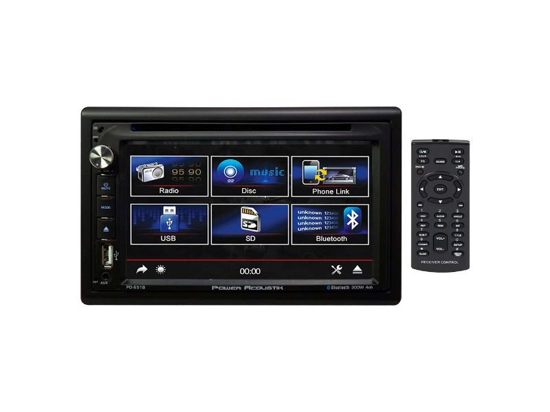 Power Acoustik 6.5" Fixed Face Touchscreen DVD Receiver with Bluetooth, USB Input, Android PhoneLink and Remote - PD-651B