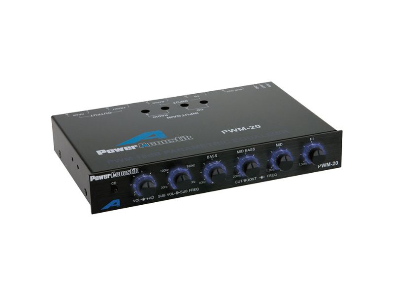 Power Acoustik 4-Band Parametric Equalizer with Subwoofer Electronic Crossover - PWM-20