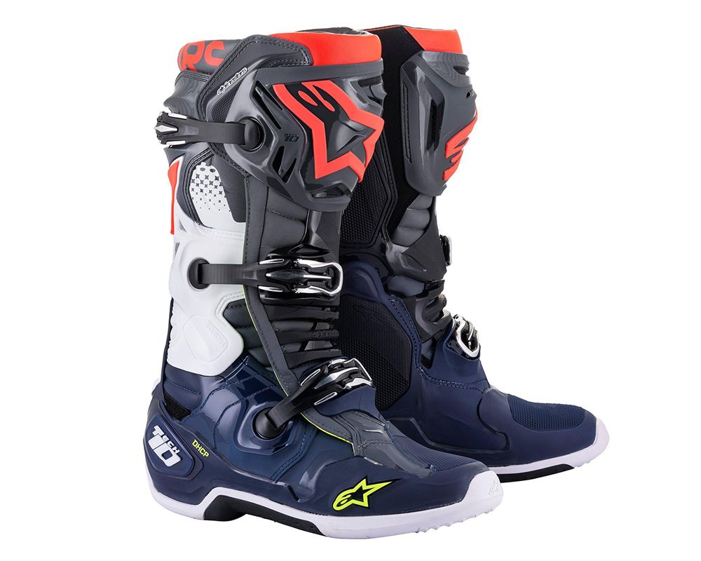 Alpinestars Tech 10 Boots Dark Grey |  Dark Blue | Red  - Size 10 - 482-01810