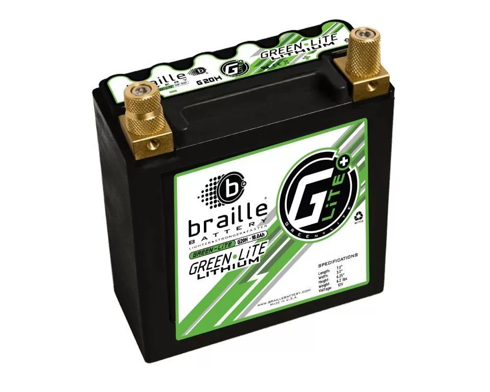 Braille 12 Volt/451 PCA/18.0 AMP Lithium Green-Lite Motorsports Right Battery - G20H