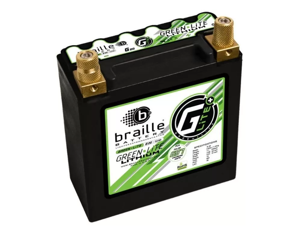 Braille 12 Volt/947 PCA/15.0 AMP Lithium Green-Lite Motorsports Right Battery - G20S