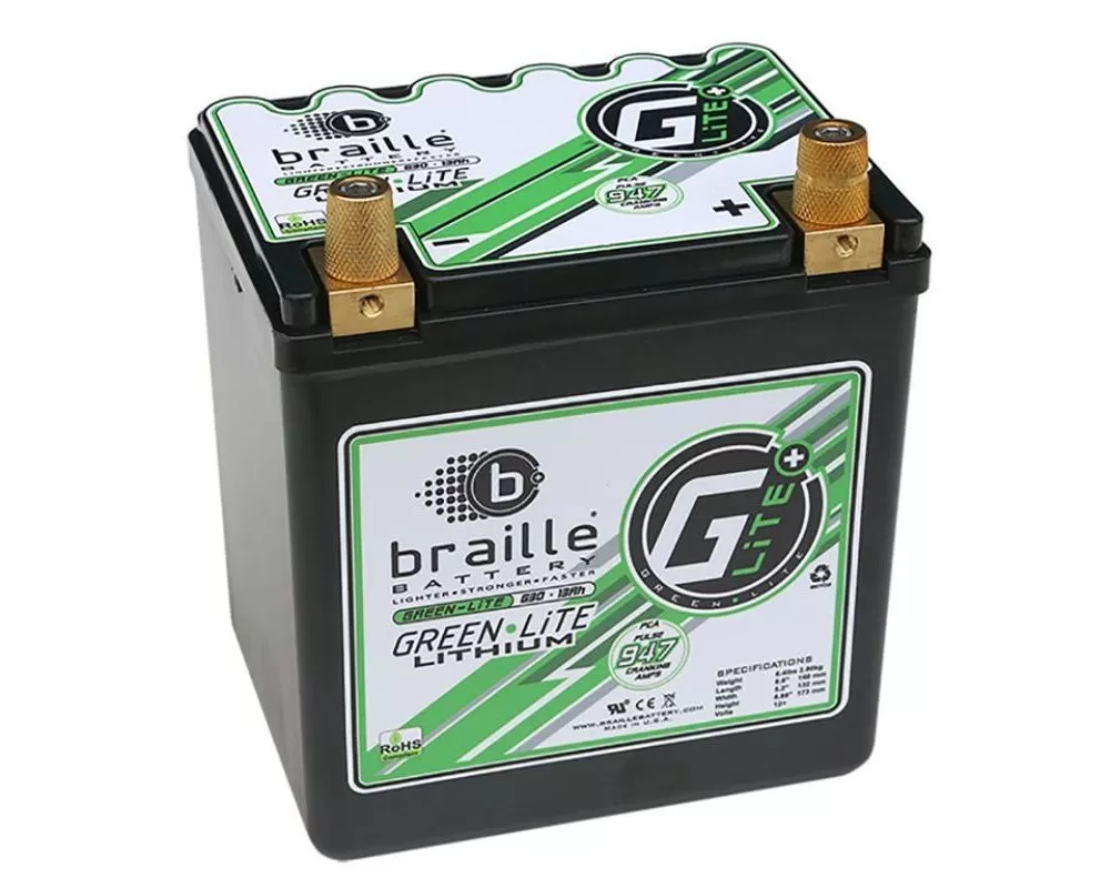 Braille 12 Volt/1197 PCA/20.0 AMP/8.25 Lbs Lithium Green-Lite Motorsports Right Battery - G30S