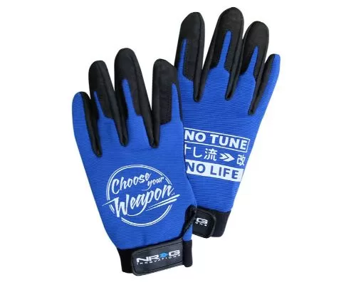NRG Mechanic Gloves L In Blue - GS-200BL-L