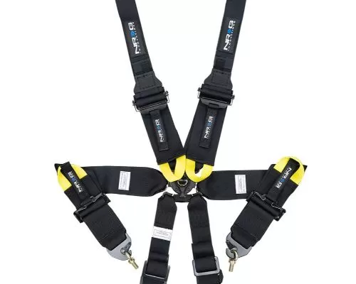 NRG Fia Approved 6Pt 2 Inch Shoulder Belt For Hans Device. Rotary Cam Lock Buckle, 3" Waist Belt And Crutch Belt - Black - SBH-HRS6PCBK