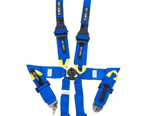 NRG Fia Approved 6Pt 2 Inch Shoulder Belt For Hans Device. Rotary Cam Lock Buckle, 3" Waist Belt And Crutch Belt - Blue - SBH-HRS6PCBL