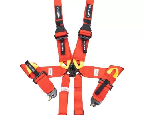 NRG Fia Approved 6Pt 2 Inch Shoulder Belt For Hans Device. Rotary Cam Lock Buckle, 3" Waist Belt And Crutch Belt - Red - SBH-HRS6PCRD