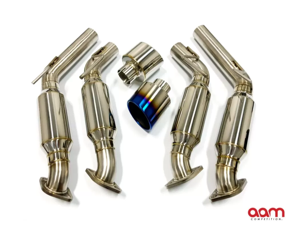 AAM Competition Resonated Short Tail Exhaust System 5" Titanium Burnt Tips (Nismo Fit) Infiniti Q50 | Q60 2015-2023 - AAMCQ50E-TSS-RES-5T