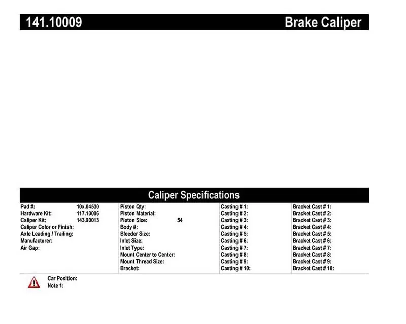 Centric Semi-Loaded Brake Caliper 141.10009 - 141.10009