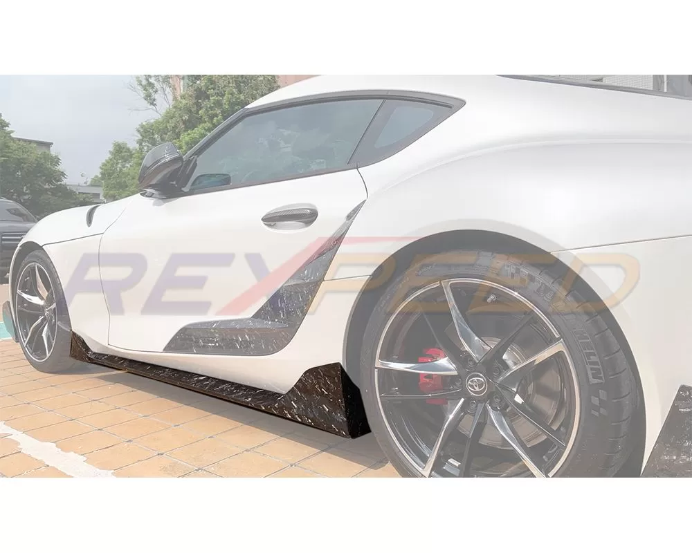 Rexpeed V1 Gloss Forged Carbon Fiber Side Skirts Extensions Toyota Supra GR 2020+ - TS06FC