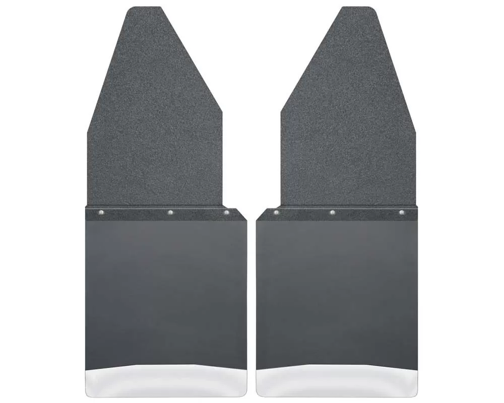 Husky Liners Kick Back Mud Flaps Front 12" Wide Black Top and Stainless Steel Weight 88-16 Ford F Series - 17104