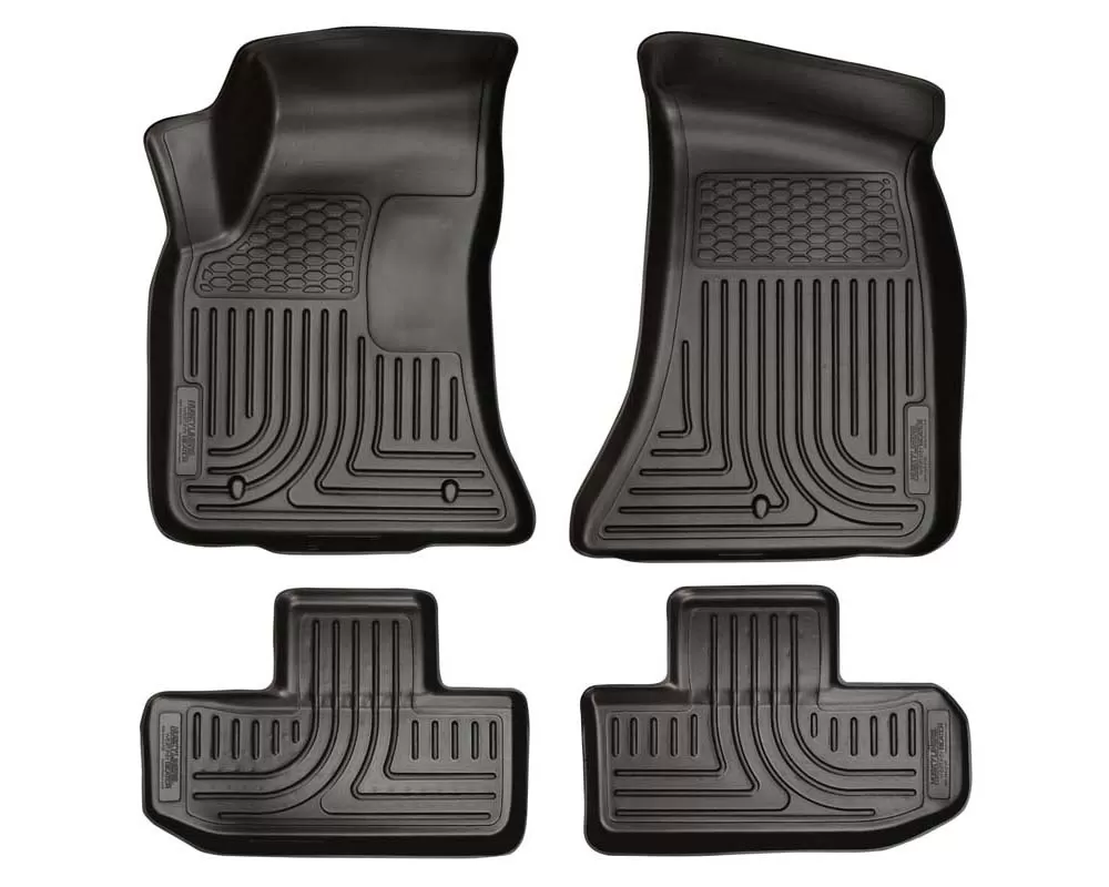 Husky Floor Liners Front & 2nd Row 11-15 Dodge Challenger (Footwell Coverage) WeatherBeater-Black - 98071