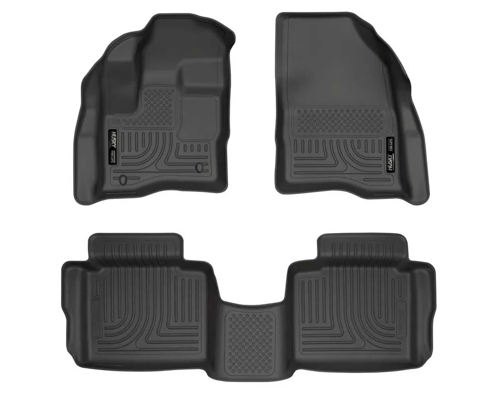 Husky Floor Liners Front & 2nd Row 10-15 Ford Taurus (Footwell Coverage) WeatherBeater-Black - 98701