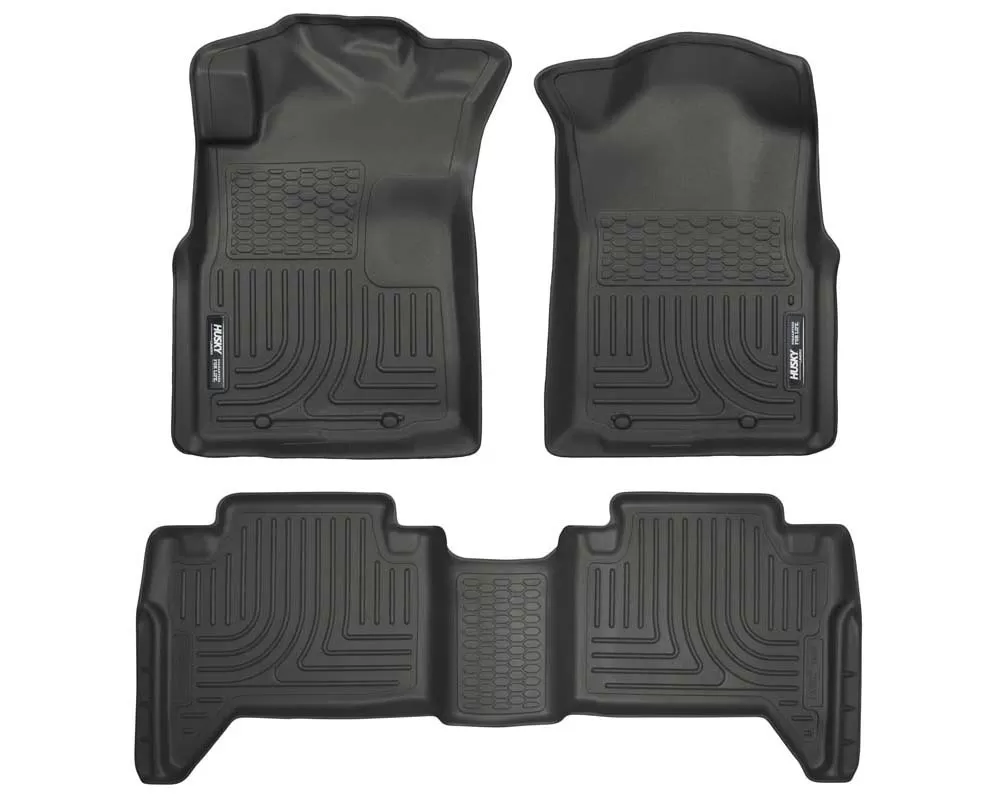 Husky Floor Liners Front & 2nd Row 05-15 Toyota Tacoma Dbl Cab (Footwell Coverage) WeatherBeater-Black - 98951