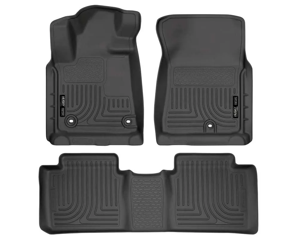 Husky Floor Liners Front & 2nd Row 14-15 Toyota Tundra Dbl Cab (Footwell Coverage) WeatherBeater-Black - 99561