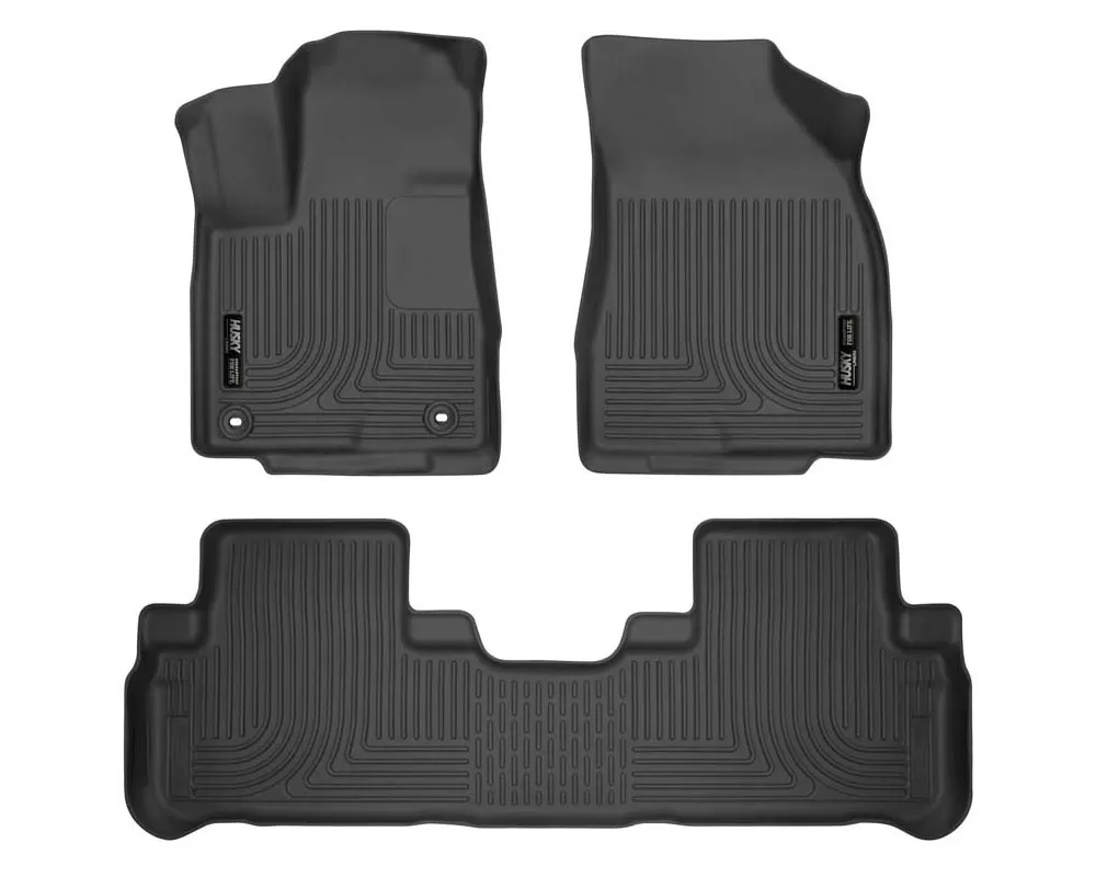 Husky Floor Liners Front & 2nd Row 14-15 Toyota Highlander (Footwell Coverage) WeatherBeater-Black - 99601