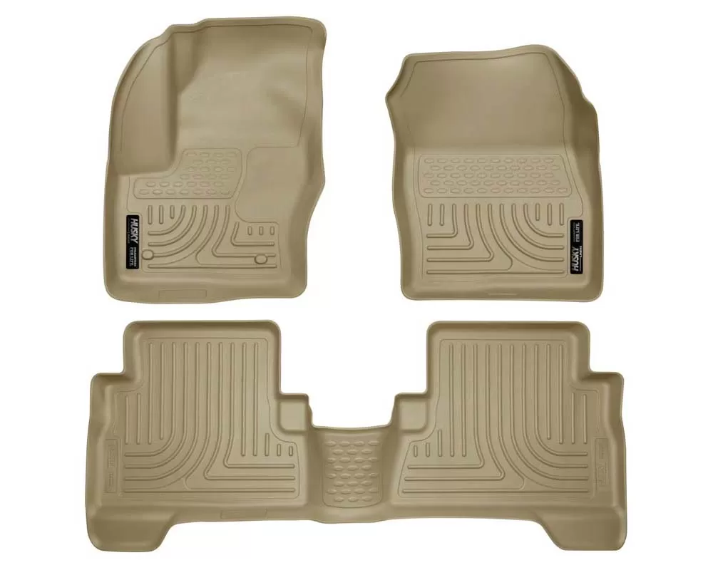 Husky Floor Liners Front & 2nd Row 13-15 Ford C-Max/Escape (Footwell Coverage) WeatherBeater-Tan - 99743
