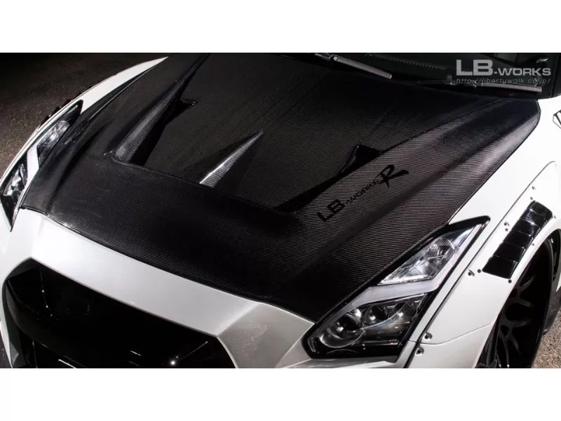 Liberty Walk Carbon Fiber Type 2 Hood Nissan GT-R R35 - LBW-GTR2-Hood-CFRP