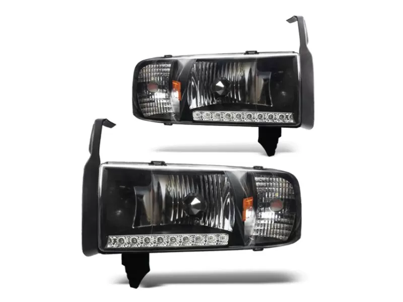 Winjet Black Clear LED DRL Head Lights Without Sport Package Dodge Ram 1500 | 2500 | 3500 1994-2002 - CHWJ-0306-B