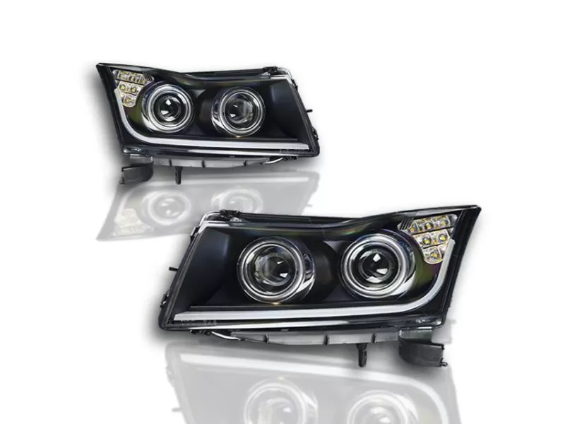 Winjet Black Clear Projector Head Lights Chevy Cruze 2011-2012 - CHWJ-0324-B
