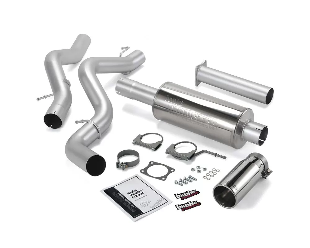 Banks Power Chrome Round Tip Single Exit Monster Exhaust System Chevrolet SCLB 6.6L 2006-2007 - 48937