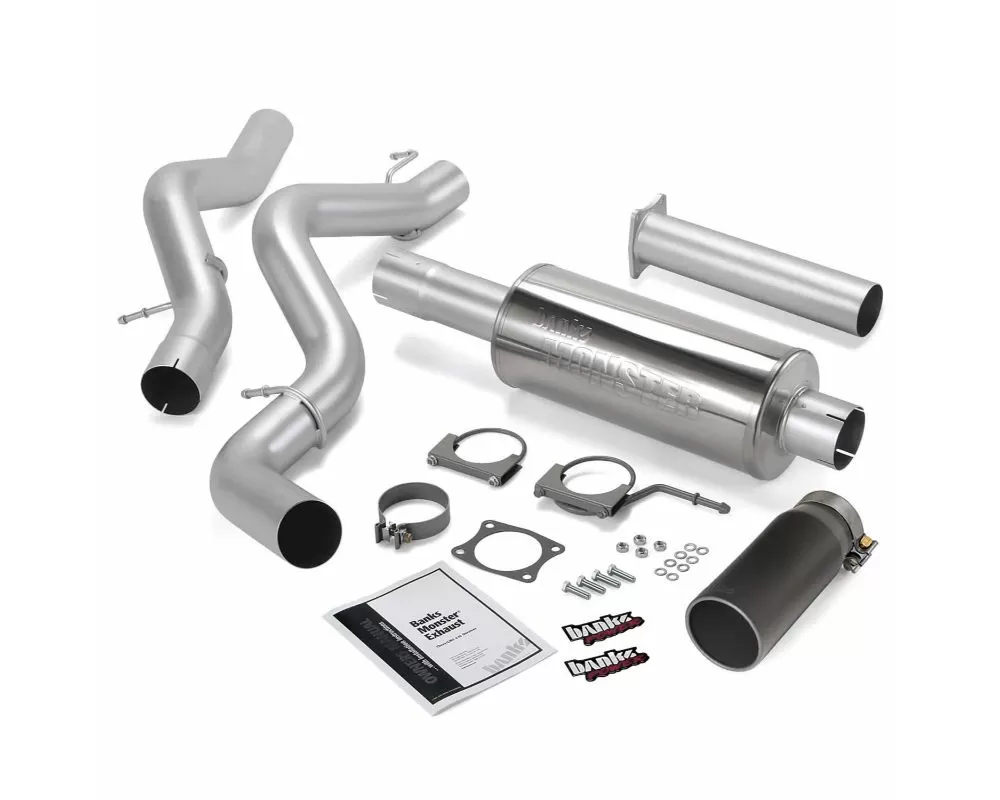Banks Power Black Round Tip Single Exit Monster Exhaust System Chevrolet ECLB 6.6L 2006-2007 - 48940-B