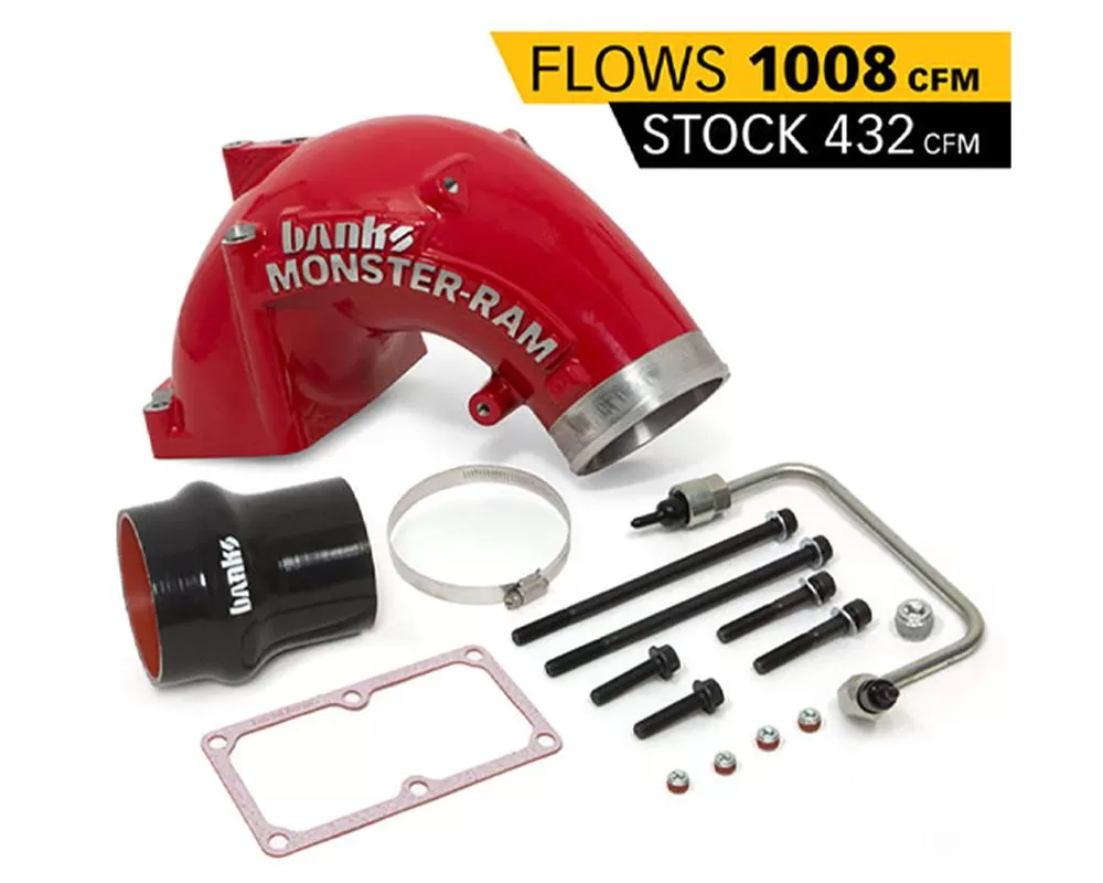 Banks Power Red Powder-Coated Monster-Ram Intake System with 4" Fuel Line Cummins 6.7L ISB 1st | 2nd Gen - 42790-PC