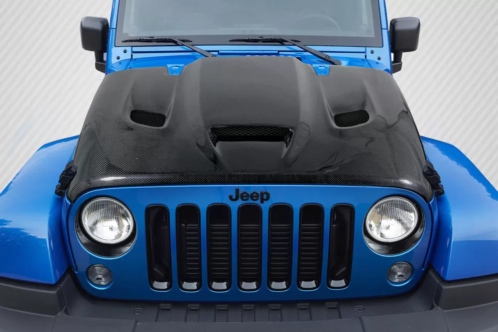 2007-2018 Jeep Wrangler Carbon Creations DriTech Hellcat Look Hood - 1 Piece - 113215