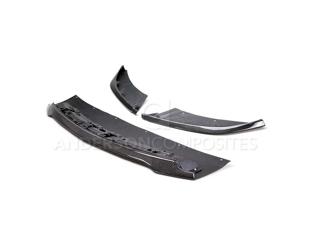 Anderson Composites 3pc Carbon Fiber Front Splitter Ford Mustang GT350R 2015-2023 - AC-FL15MU350