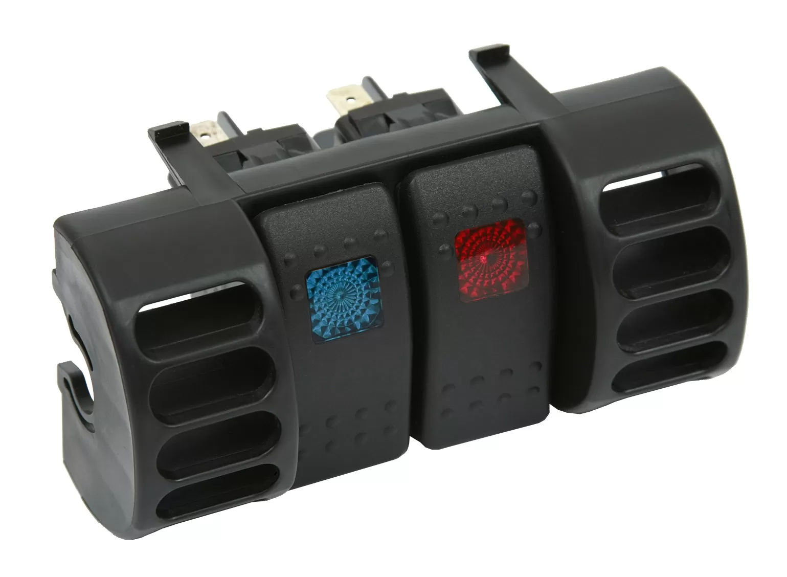 Daystar Upper Air Vent Switch Pod with 2 Rocker Switches Blue | Red Jeep Cherokee | Wrangler 1984-2006 - KJ71036BK