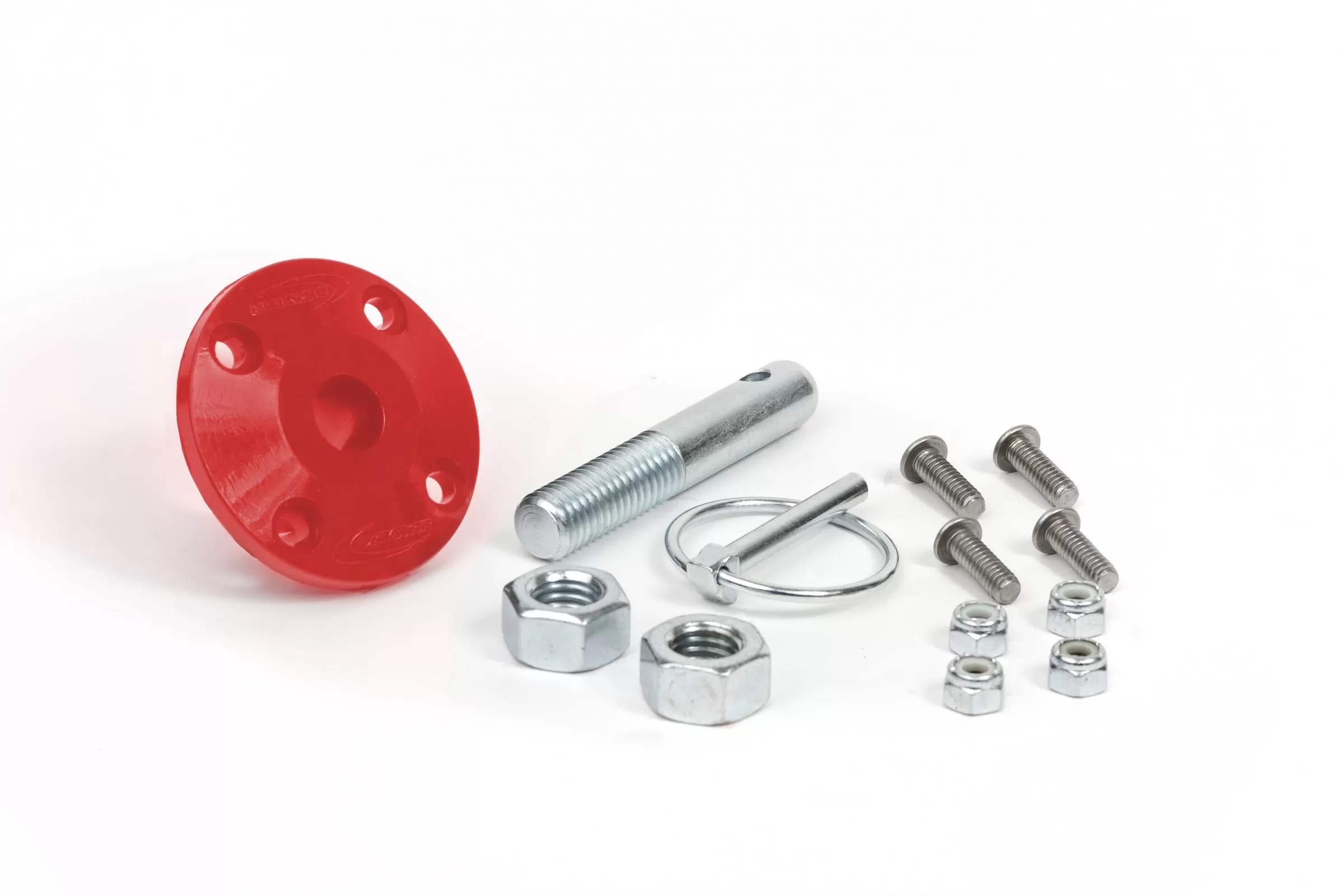 Daystar Hood Pin Kit Red Single with Polyurethane Isolator Pin Spring Clip and Related Hardware - KU71104RE