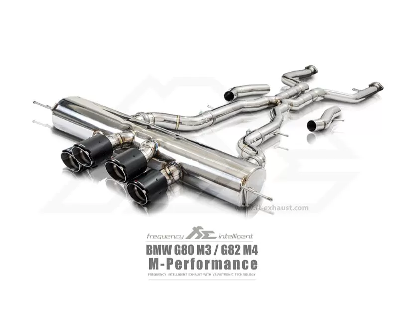 FI Exhaust Valvetronic Axle-Back with Factory Midpipe BMW G80 M3 | G82 M4 | M Performance Diffuser Conversion Required 3.0TT S58 2021+ - BN-G82MPF-RME + BN-G82MF-RME-LKP + TIP70101S*4 + CAB-BTB*2