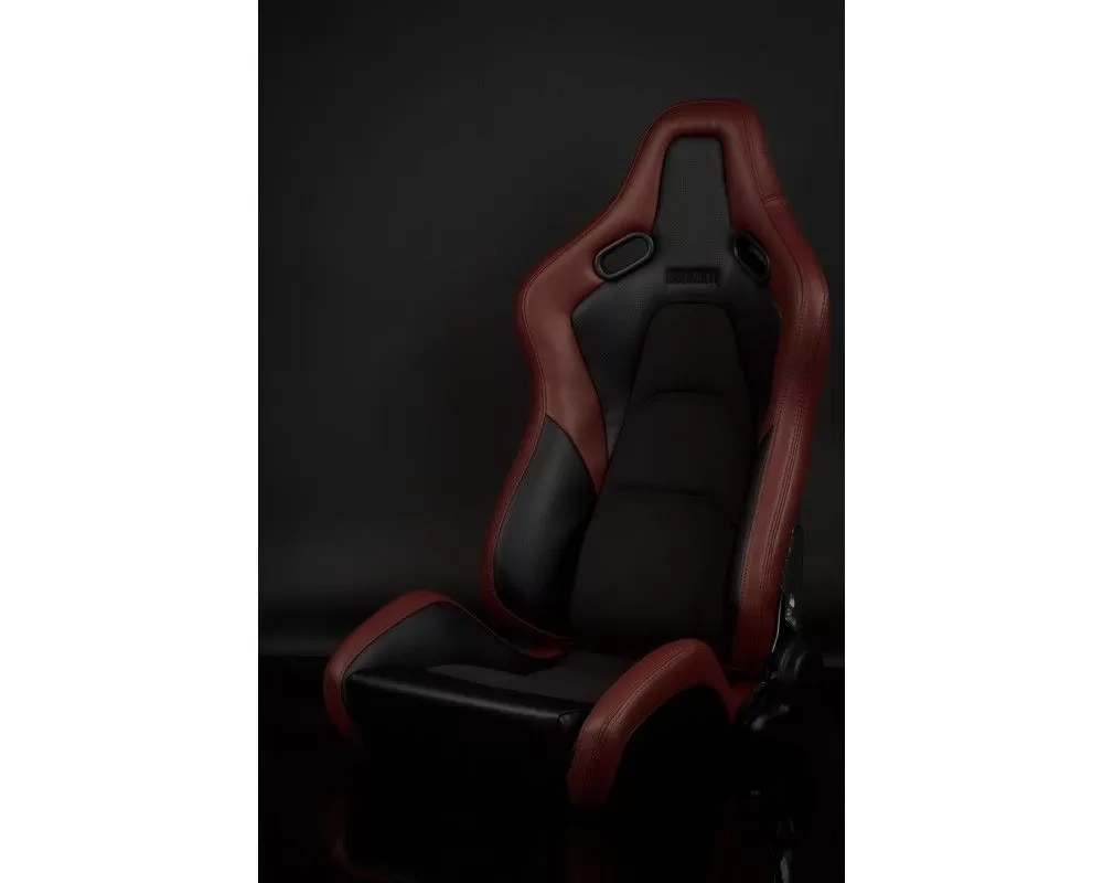 Braum Racing Falcon-S Composite FRP Reclining Seats Pair Maroon Red w/ Red Stitching - BRR9R-MRBS