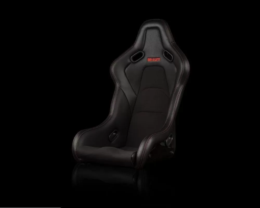 Braum Racing Falcon S Series Fixed Back Racing Seat - (Black Alcantara | Red Stitching) - BRR9S-BKRS