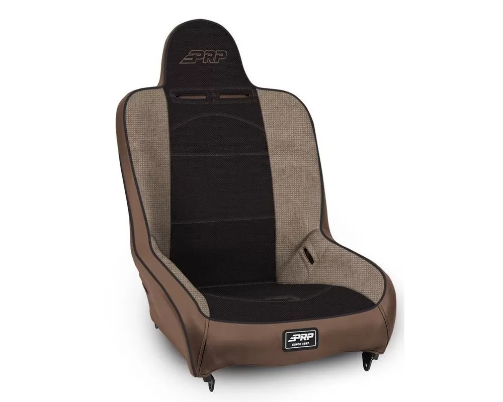 Premier High Back Suspension Seat Black with Tan Outline PRP Seats - A100110-64
