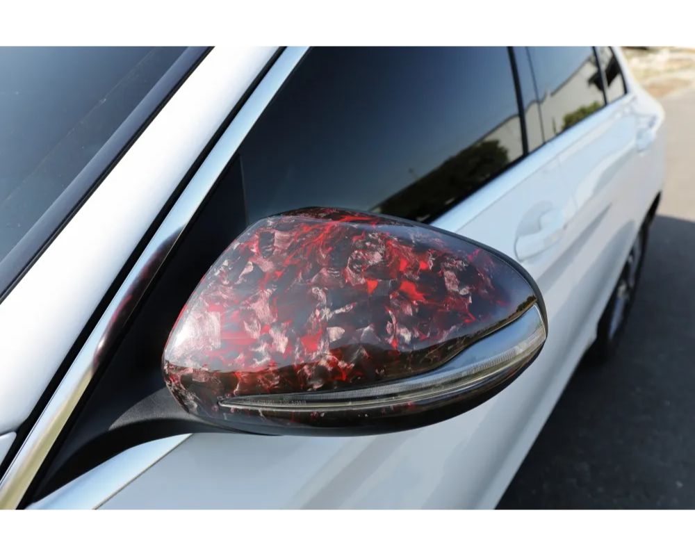 ARMASpeed Forged Carbon Fiber Gloss Red Mirror Trim Cover Mercedes Benz W205 C-Class C43 AMG - 1CCBZ15F154LR