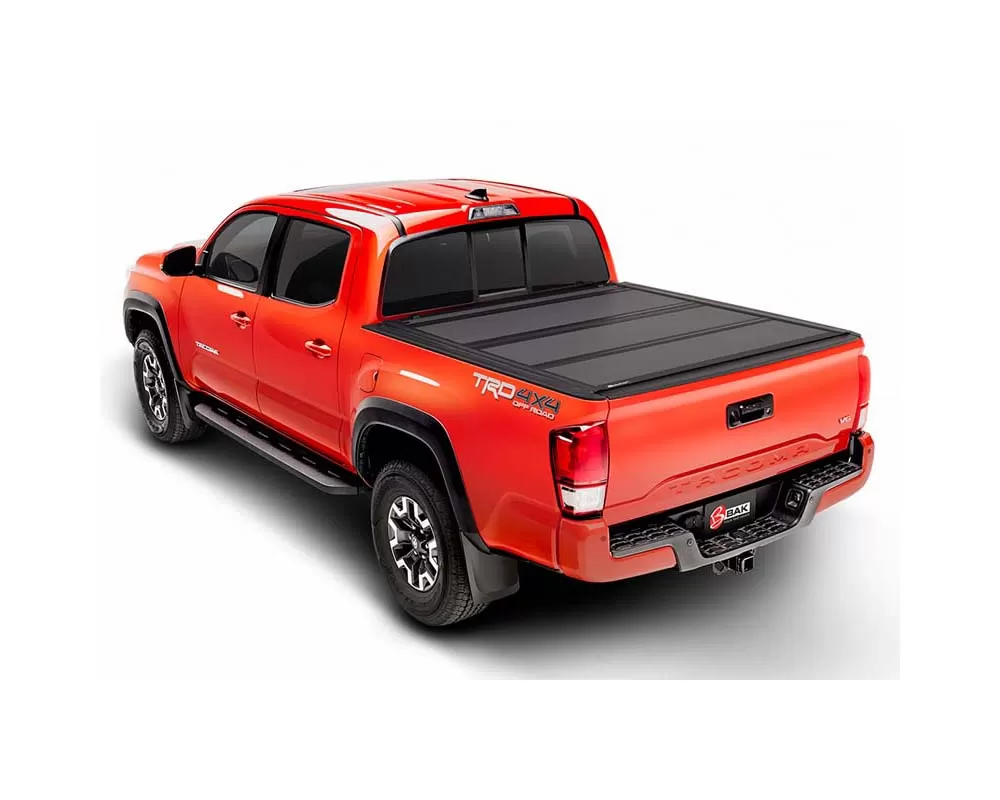 BAK Industries BAKFlip MX4 Hard Folding Truck Bed Cover - Matte Finish - 2005-2015 Toyota Tacoma 6' 2" Bed w/Deck Rail System - 448407