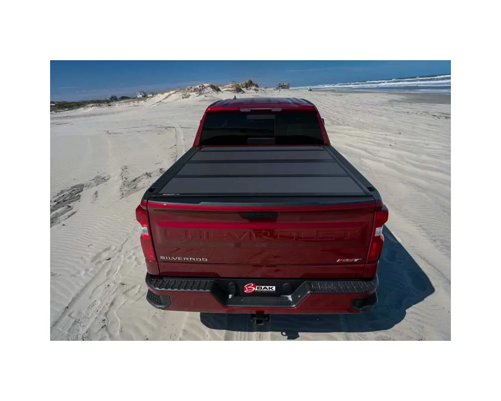 BAK Industries BAKFlip MX4 Hard Folding Truck Bed Cover - Matte Finish - 2007-2021 Toyota Tundra 5' 6" Bed w/Deck Rail System w/o Trail Special Edition Storage Boxes - 448409T