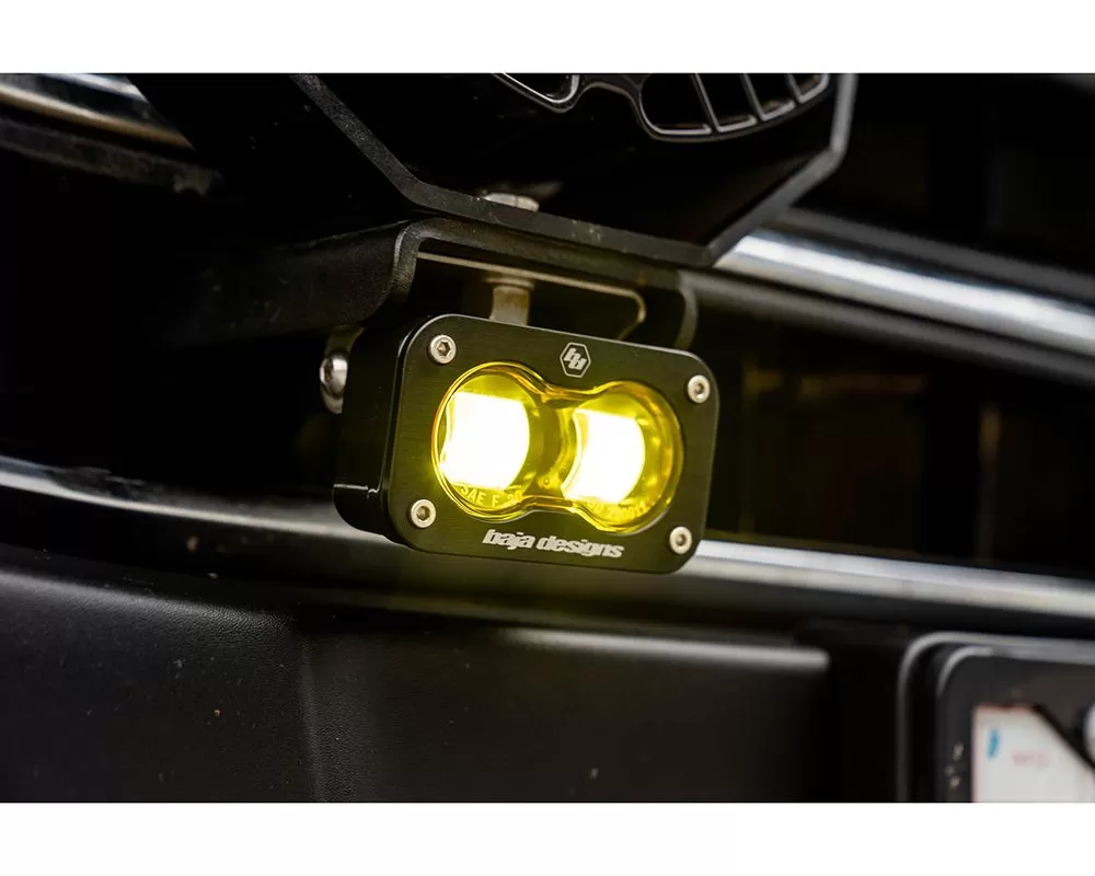 Baja Design Amber S2 SAE Pro Fog Pocket Light Kit w/ Upfitter Ford Bronco w/ Steel Bumper 2021+ - 448179UP