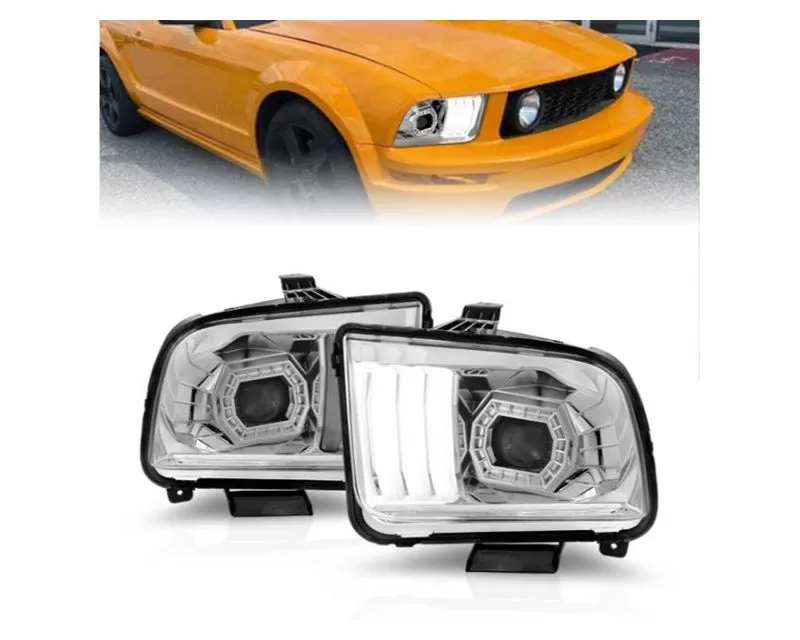 Anzo USA  Projector Headlights w/Light Bar Chrome Housing  Ford Mustang 2005-2009 - 121567