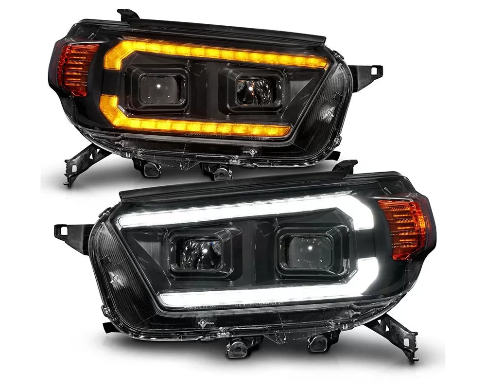 ANZO USA Black Projector Plank Style Headlights w/ Sequential Signal & DRL Toyota 4Runner 2010-2013 - 111602