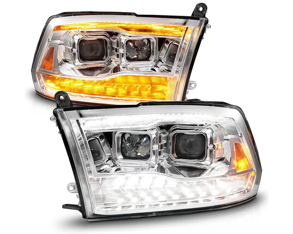 ANZO USA Chrome Clear Lens Projector Headlights w/ Sequential Signal Dodge Ram 1500 | 2500 | 3500 2009-2018 - 111612