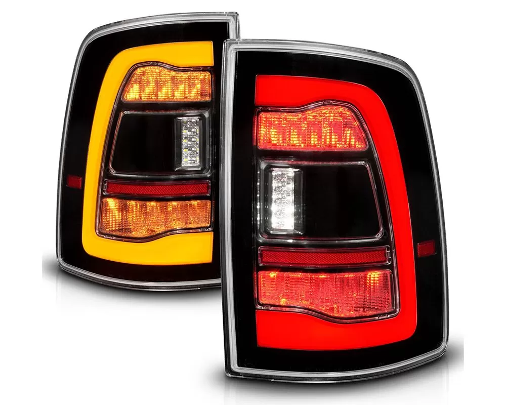 ANZO USA Black Clear Lens LED Tail Lights w/ Amber Sequential Signal Dodge Ram 1500 | 2500 | 3500 2009-2018 - 311471