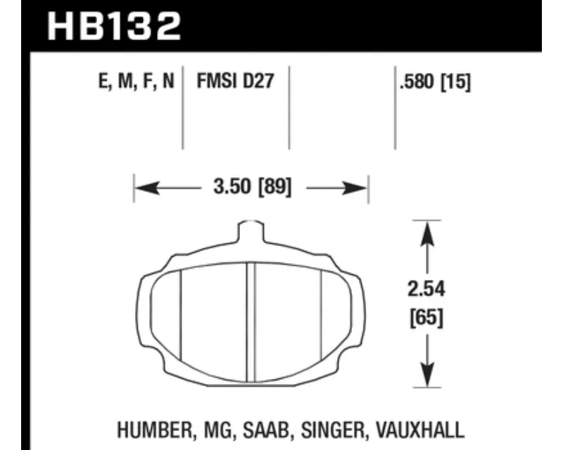 Hawk Performance Black MG MGB Front 1967-1980 - HB132M.580