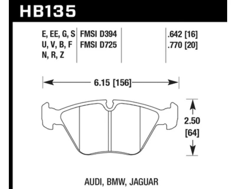 Hawk 1997 BMW E36 M3 Blue 9012 Race Front Brake Pads - HB135E.760